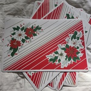 Vintage Christmas 8 Seating Placemat Set, Vinyl Placemats